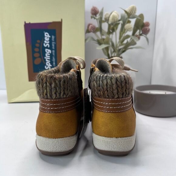 Spring Step Clifton-MST Sneaker Mustard Lace Up Side Zip Women's 8.5/EU 39 NWB - Picture 4 of 10